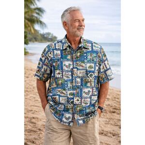 Vintage Reyn Spooner Hawaii Surfer Button Up Short Sleeve Shirt Top Mens Size XL